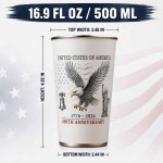 250th Anniversary Color Changing Stainless Steel Cup 16 oz Patriotic Eagle Drinkware